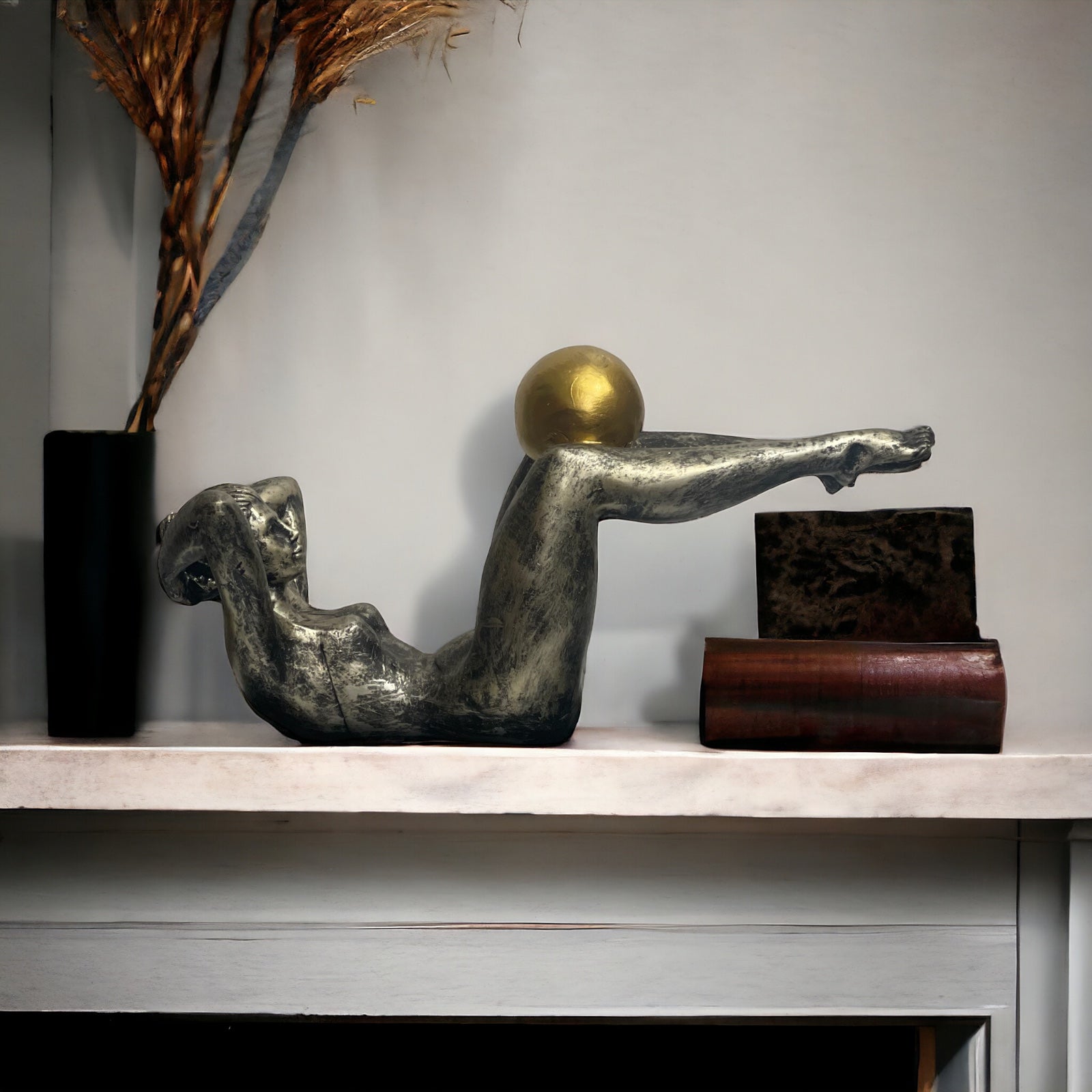 Yoga Girl with Ball Statue Lady Figurine Home Decor H 18 cm