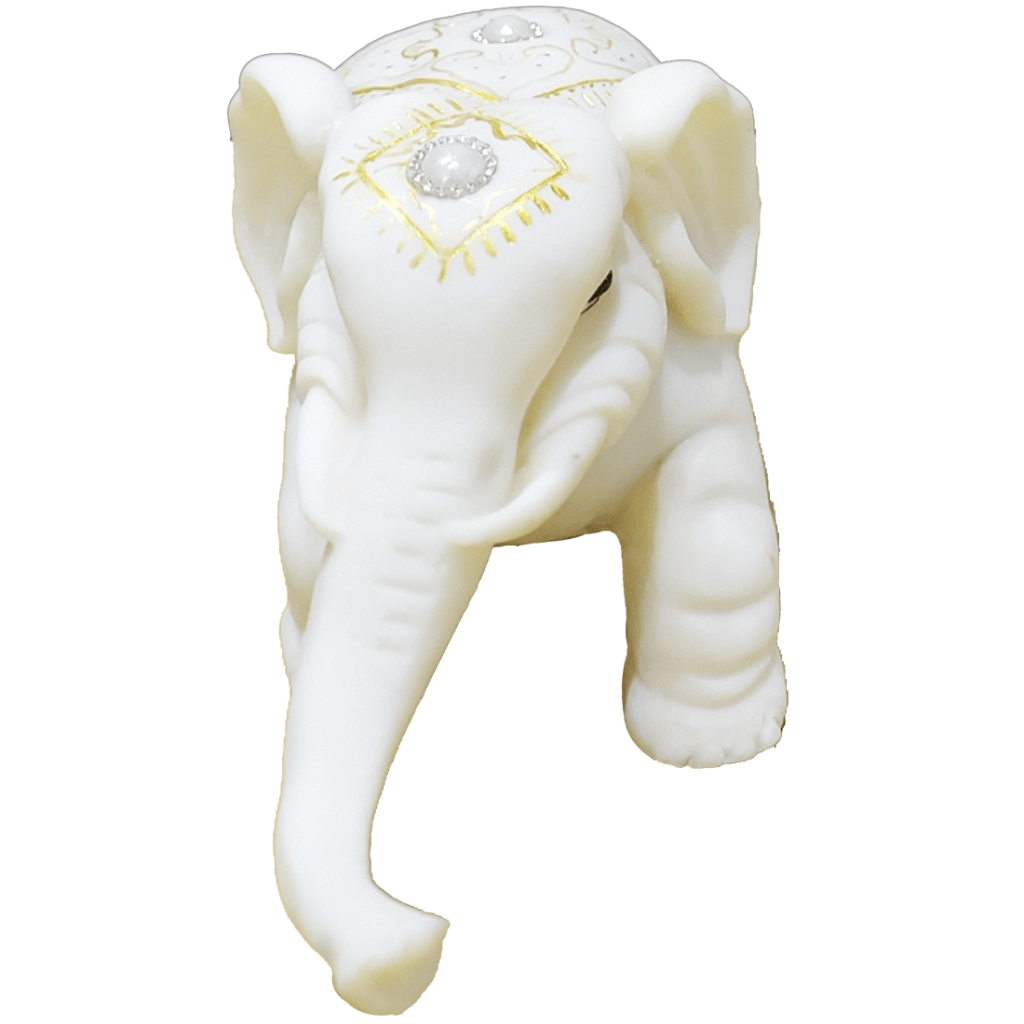 White Marble Look Elephant Showpiece Baby Elephant Figurine for Home Decor H- 15 cm