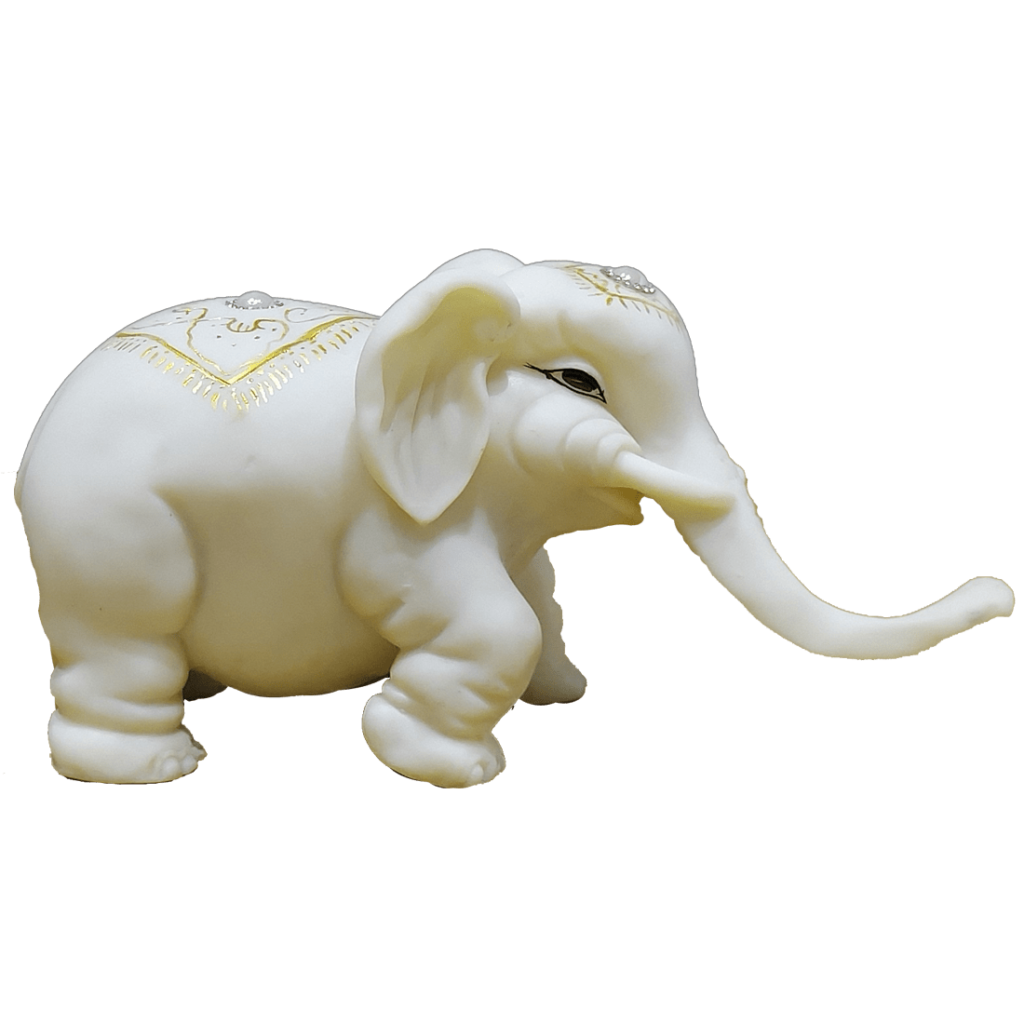 White Marble Look Elephant Showpiece Baby Elephant Figurine for Home Decor H- 15 cm