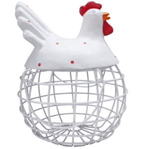 White Rooster Hen Basket 40 Eggs Capacity Best For Home Decor