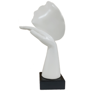 Abstract Woman Face Statue Resting on Hand Table Ascent H 31.5 cm