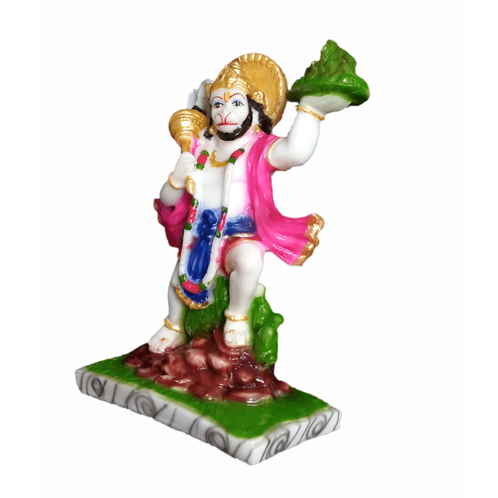 Hanuman With Parvat Marble Idol ,H- 21.5 cm