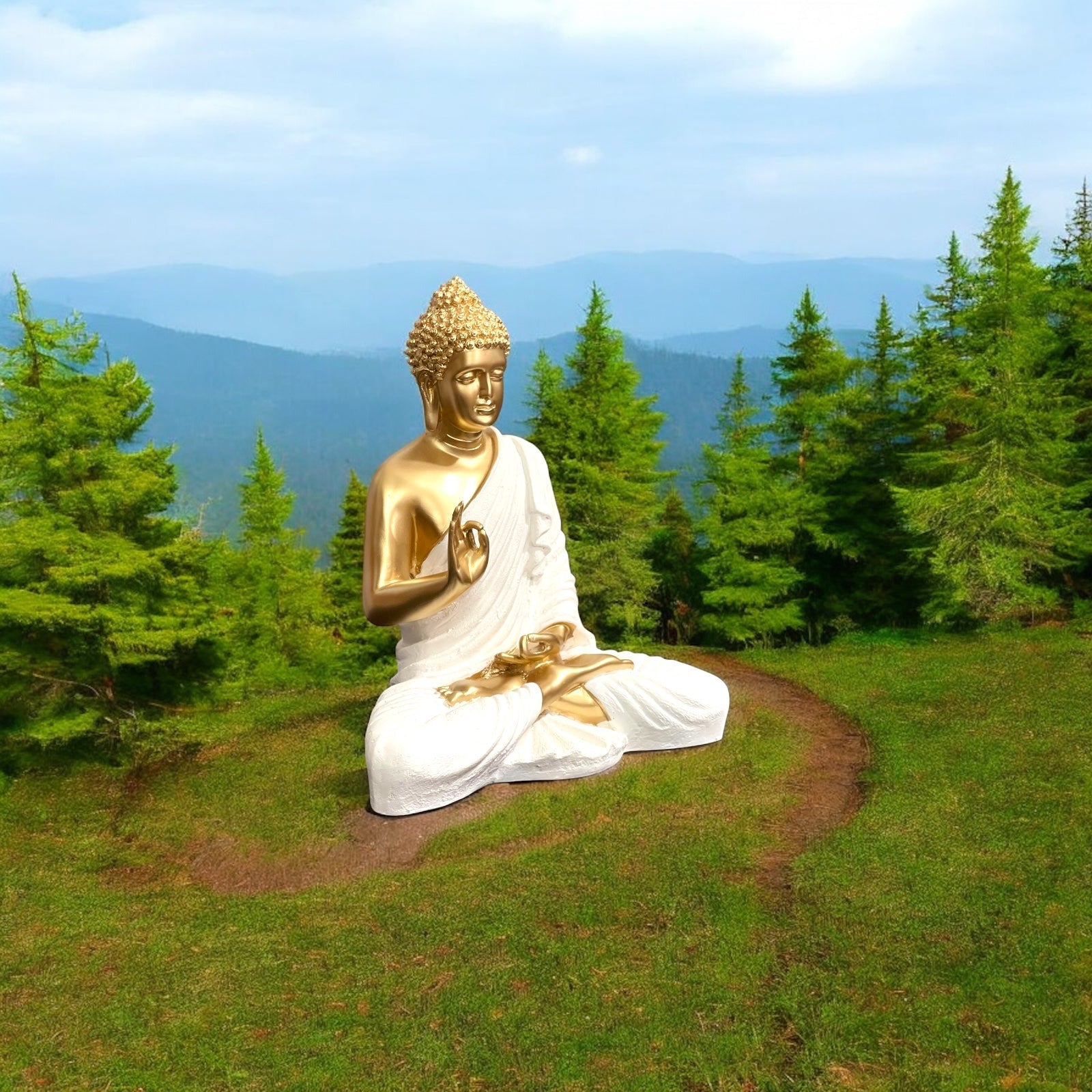 Meditating Buddha Mudra Showpiece Home décor Idol H- 14.5 Inches