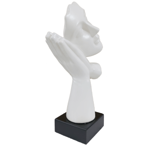 Abstract Woman Face on Hands Statue Table Ascent H 34 cm