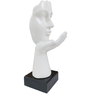 Abstract Flying Kiss Woman Face Statue Table Ascent H 31.5 cm