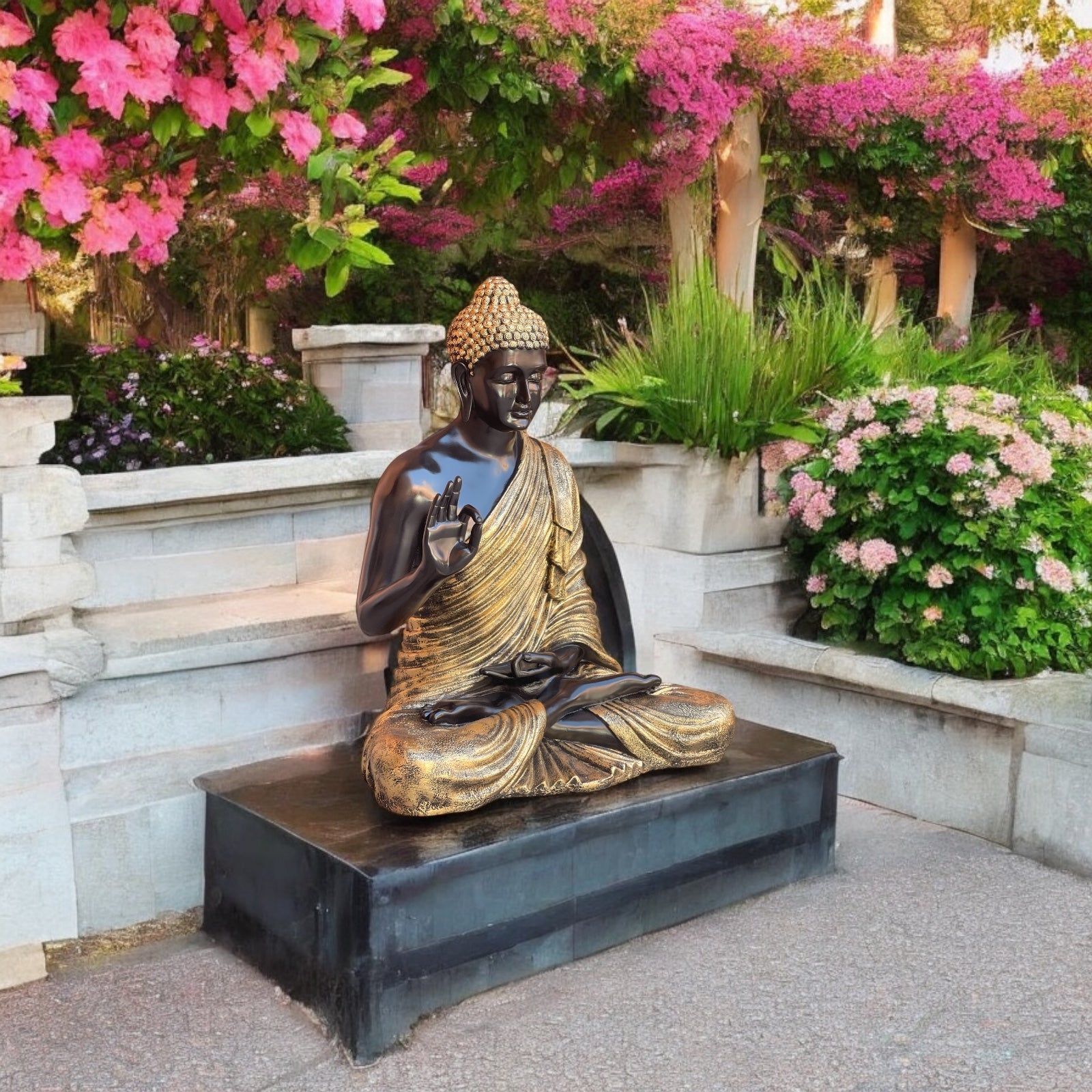 Elegant Buddha Fiber Idol Best For Outdoor/Indoor Decor Height- 35 Inches-3 ft