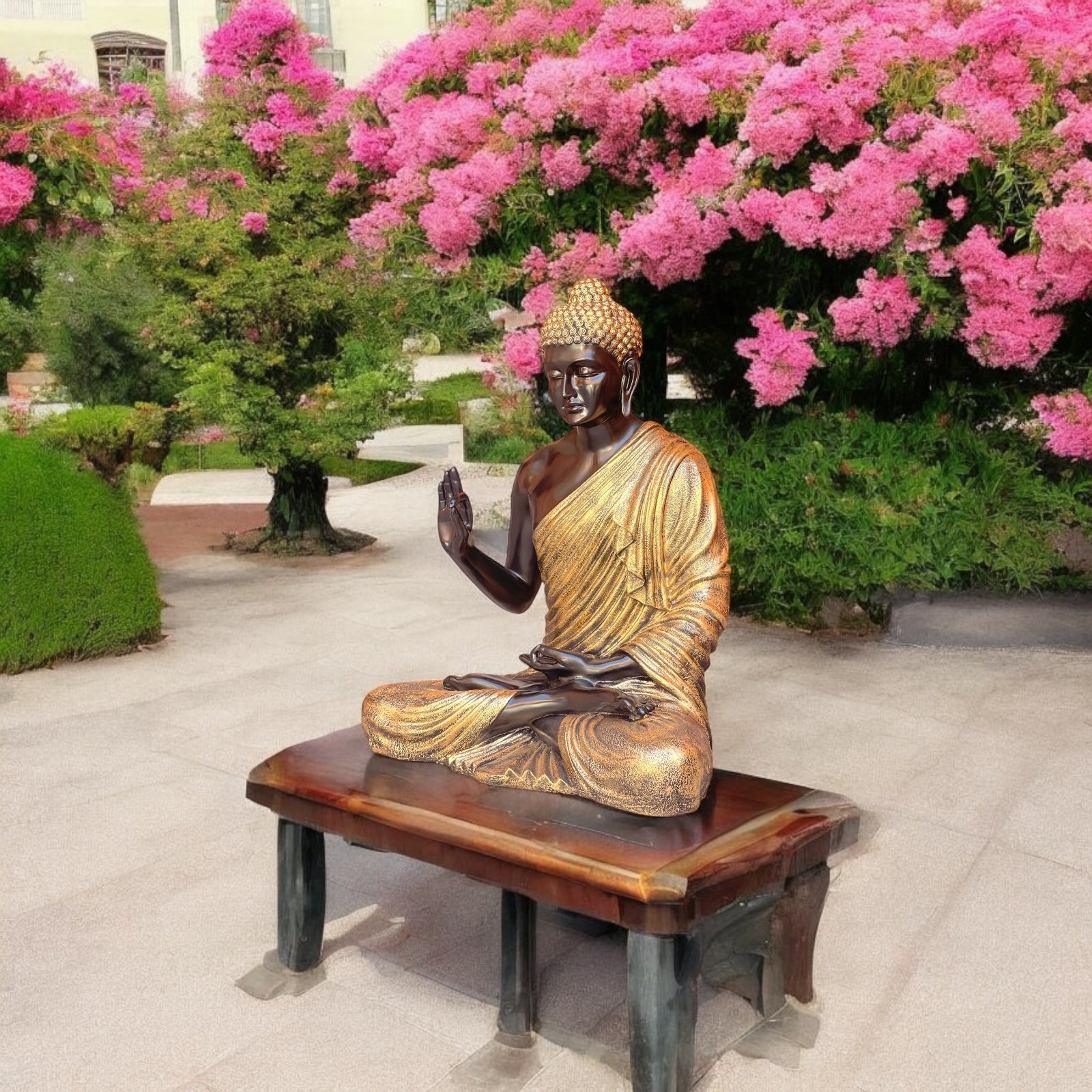 Elegant Buddha Fiber Idol Best For Outdoor/Indoor Decor Height- 35 Inches-3 ft