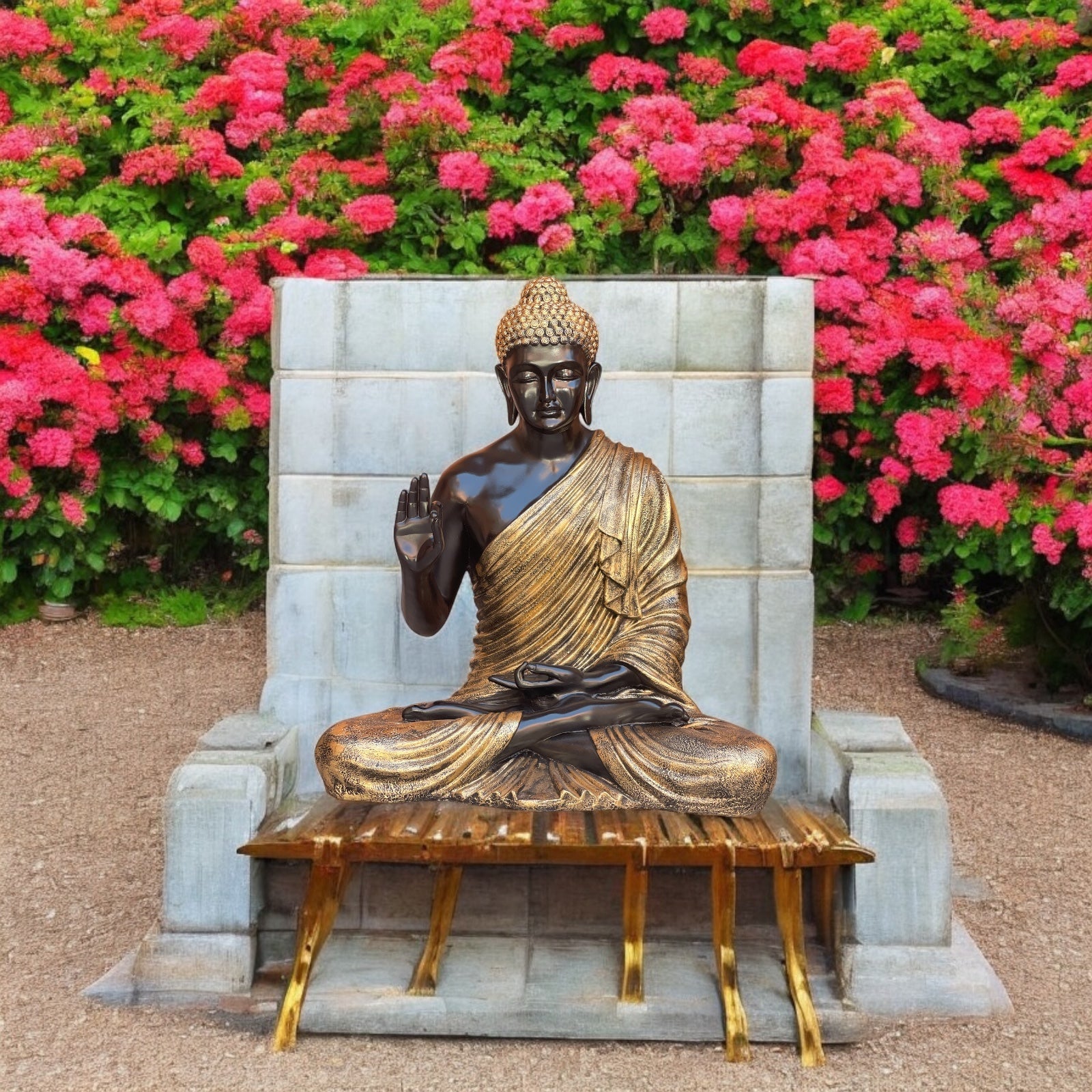 Elegant Buddha Fiber Idol Best For Outdoor/Indoor Decor Height- 35 Inches-3 ft