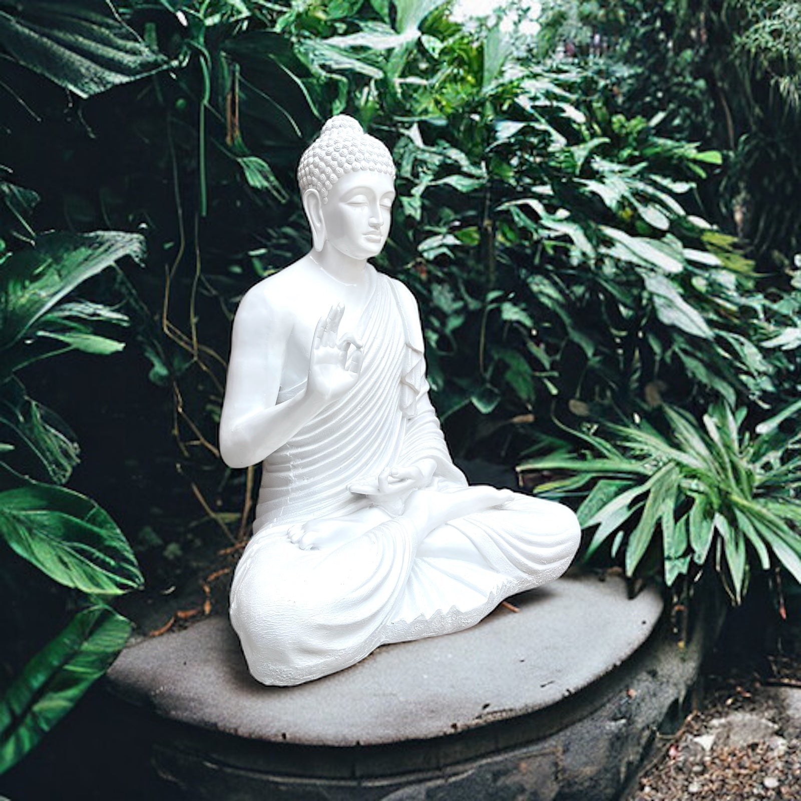 Cut N Curve 3 Feet White Buddha Fiber Statue Best For Outdoor Indoor Decor