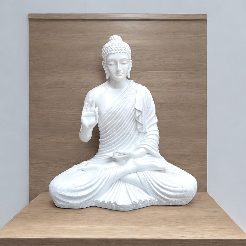 Cut N Curve 3 Feet White Buddha Fiber Statue Best For Outdoor Indoor Decor