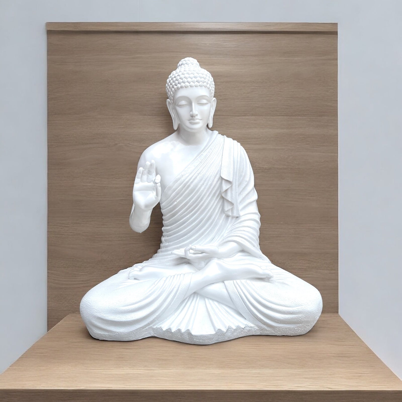 Cut N Curve 3 Feet White Buddha Fiber Statue Best For Outdoor Indoor Decor