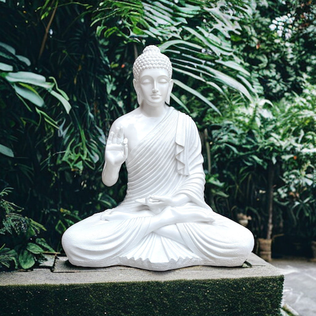 Cut N Curve 3 Feet White Buddha Fiber Statue Best For Outdoor Indoor Decor