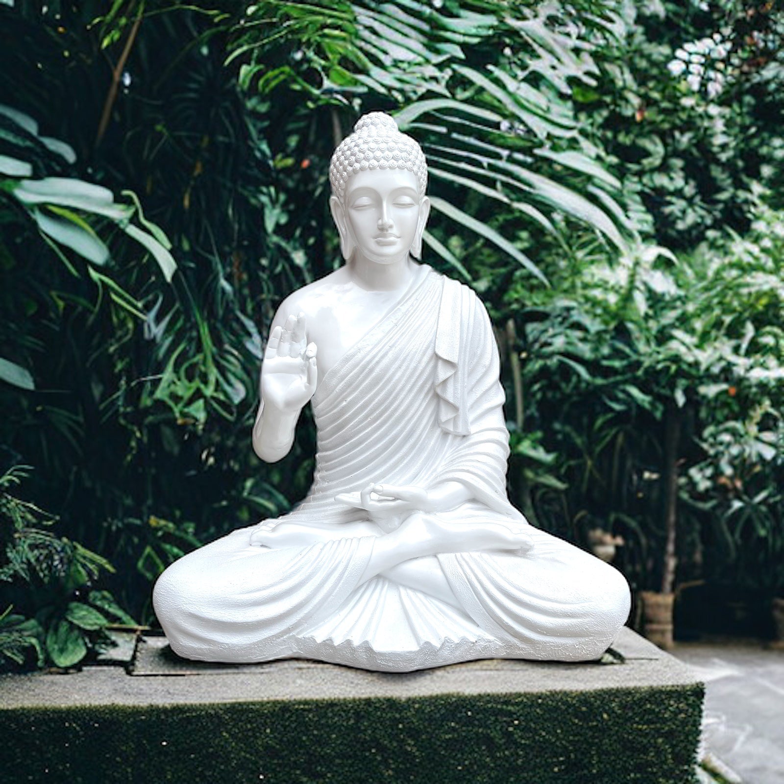 Cut N Curve 3 Feet White Buddha Fiber Statue Best For Outdoor Indoor Decor
