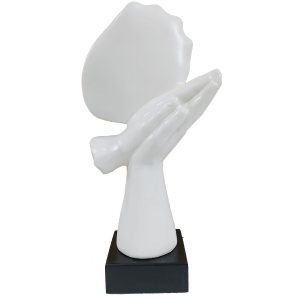 Abstract Woman Face on Hands Statue Table Ascent H 34 cm