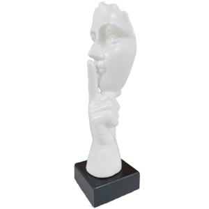 Abstract Instructing Silence Finger on Woman Face Statue Table Ascent H 35 cm