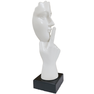 Abstract Instructing Silence Finger on Woman Face Statue Table Ascent H 35 cm