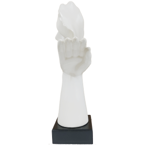 Abstract Woman Face Statue Resting on Hand Table Ascent H 31.5 cm