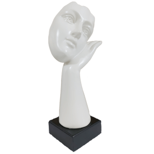 Abstract Woman Face Statue Resting on Hand Table Ascent H 31.5 cm