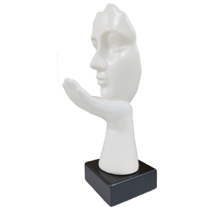 Abstract Flying Kiss Woman Face Statue Table Ascent H 31.5 cm