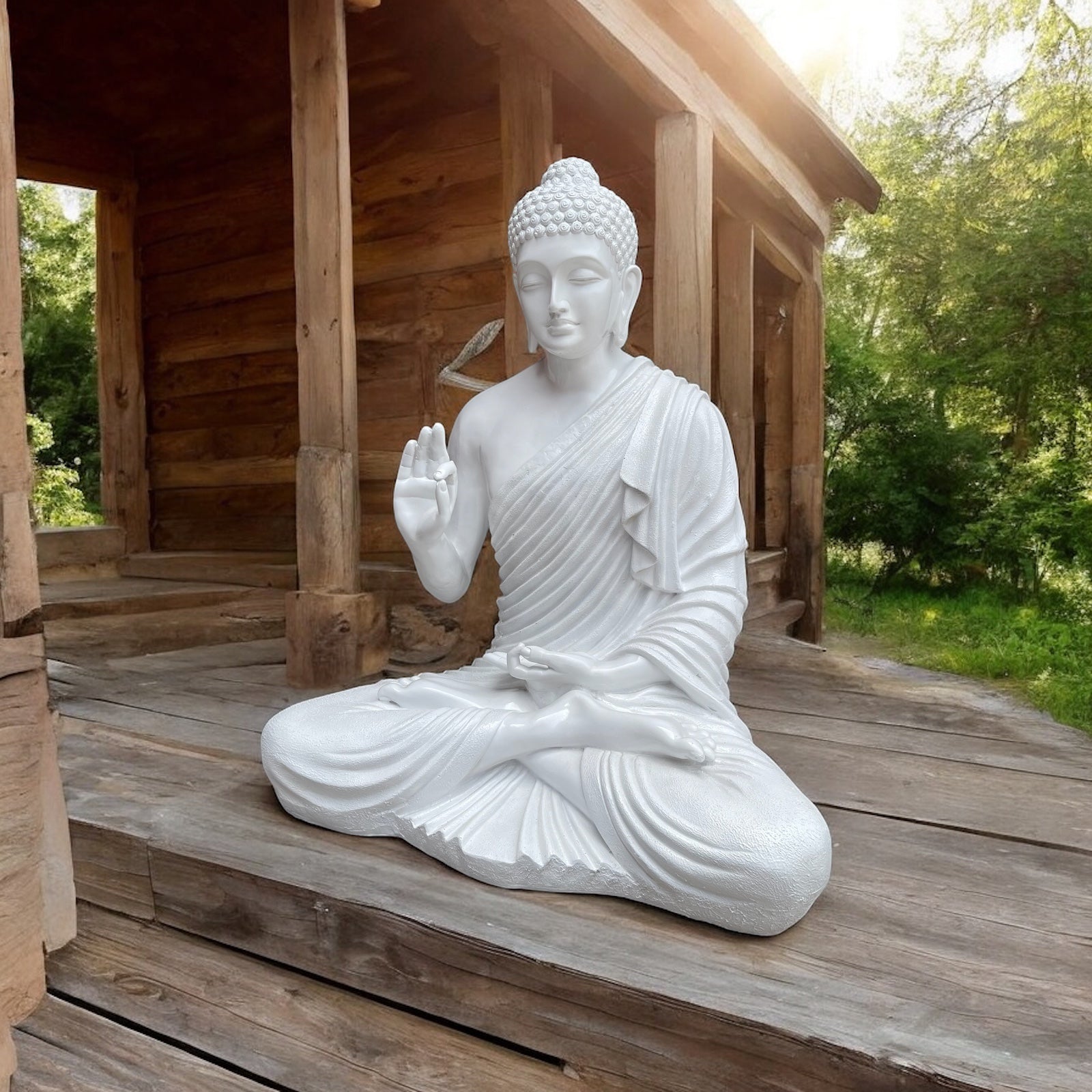 Cut N Curve 3 Feet White Buddha Fiber Statue Best For Outdoor Indoor Decor