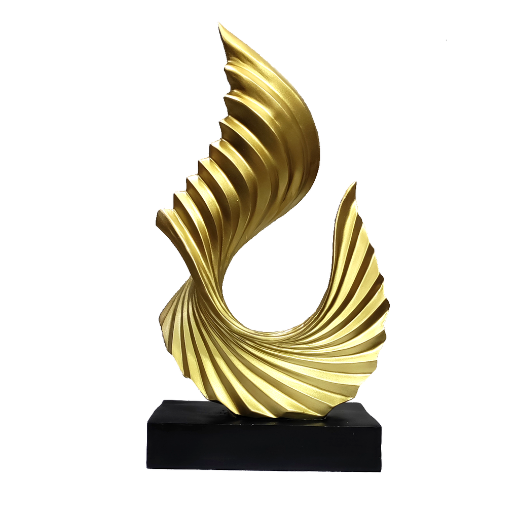 Golden Wave Up  Home Decor Resin Showpiece , H-37 cm