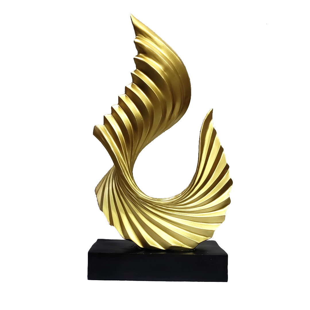 Golden Wave Up  Home Decor Resin Showpiece , H-37 cm