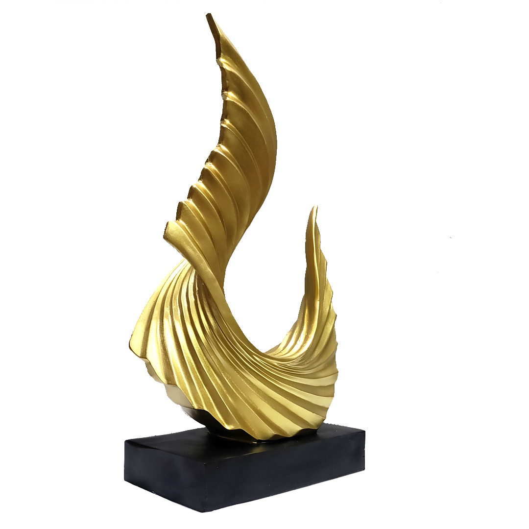 Golden Wave Up  Home Decor Resin Showpiece , H-37 cm