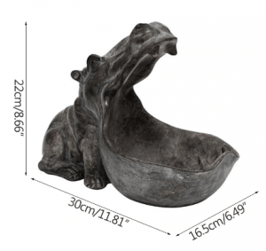 A Hippo Resin Statue Sundries Storage Desk Decoration Accessories Ornament H 19 cm