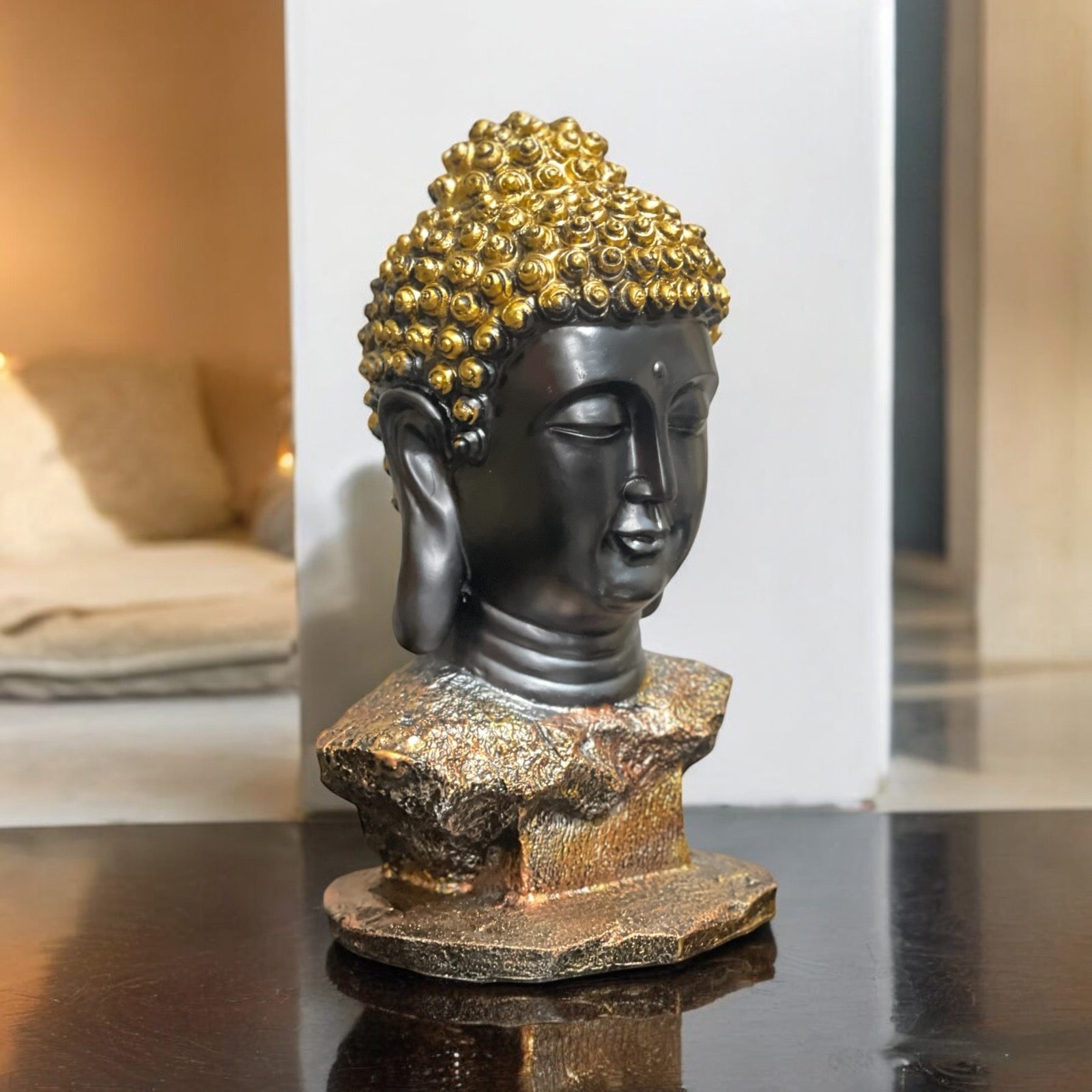 Buddha Bust Statue Buddha Head Showpieces for Home Office Decor Height 42 cm