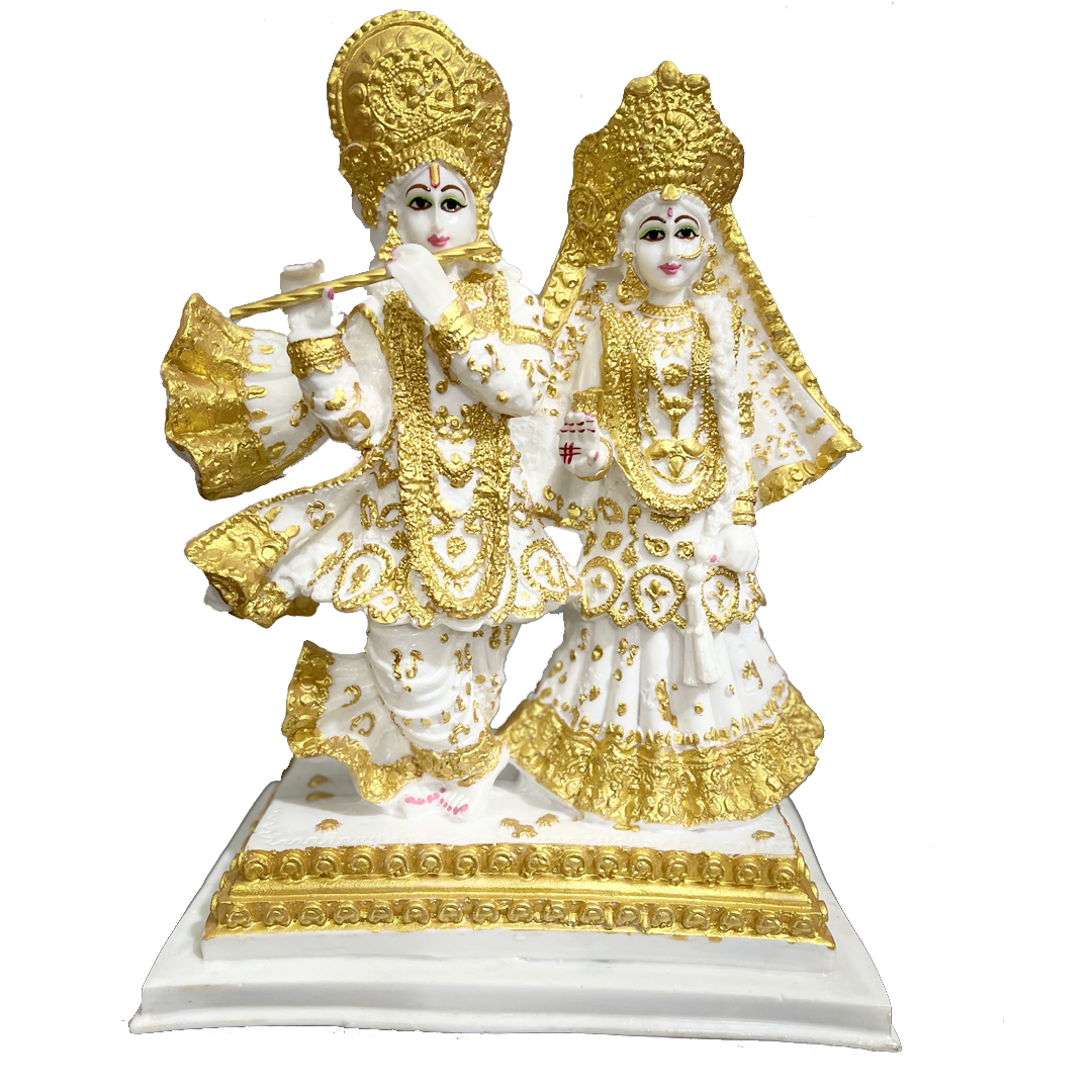 Iskon Radha Krishan Murti Marble Idol Statue Sculpture H- 32 cm
