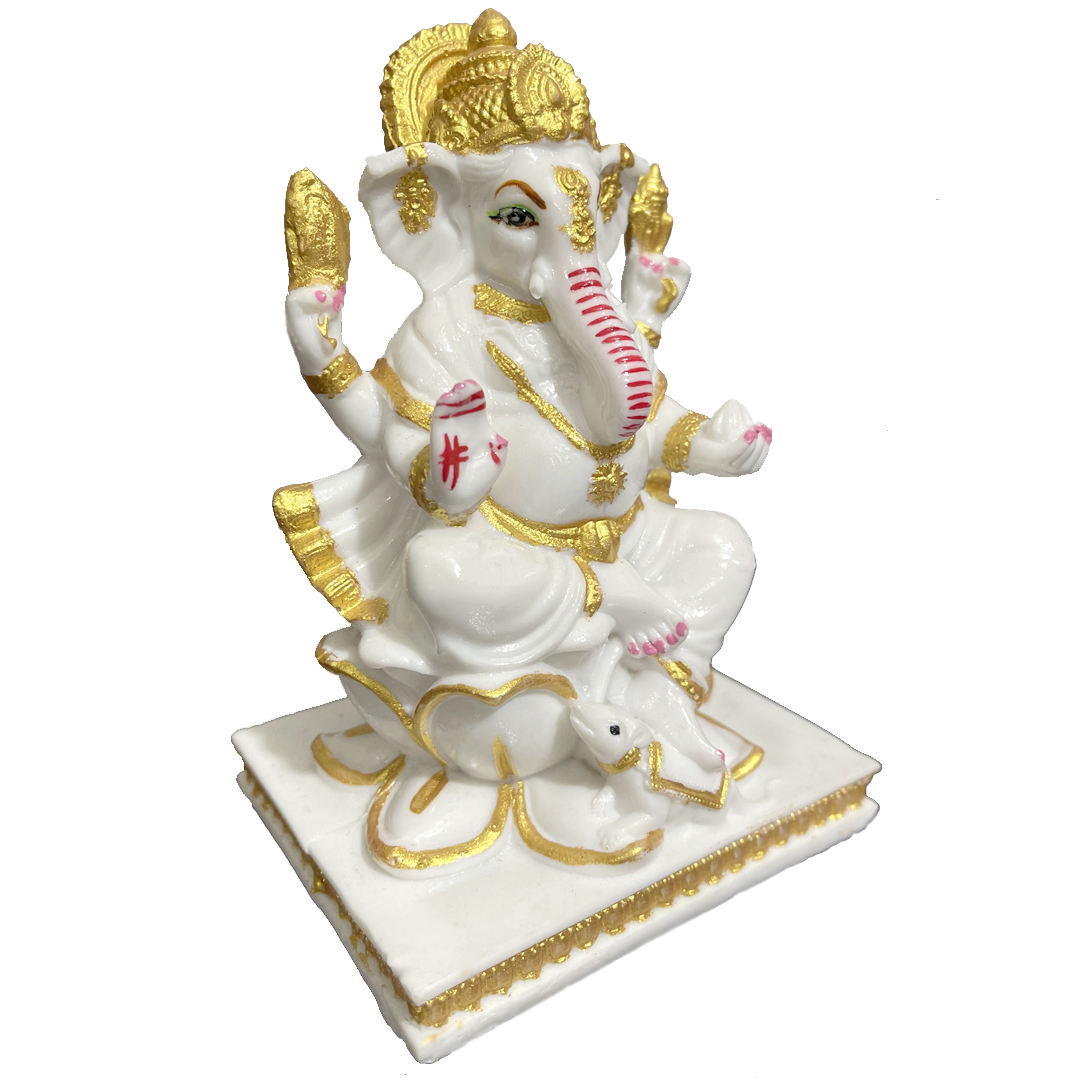 Lord Ganesha Marble Statue Best Gift for Home Office Shop Puja Ghar Murti Figurine H – 14 cm