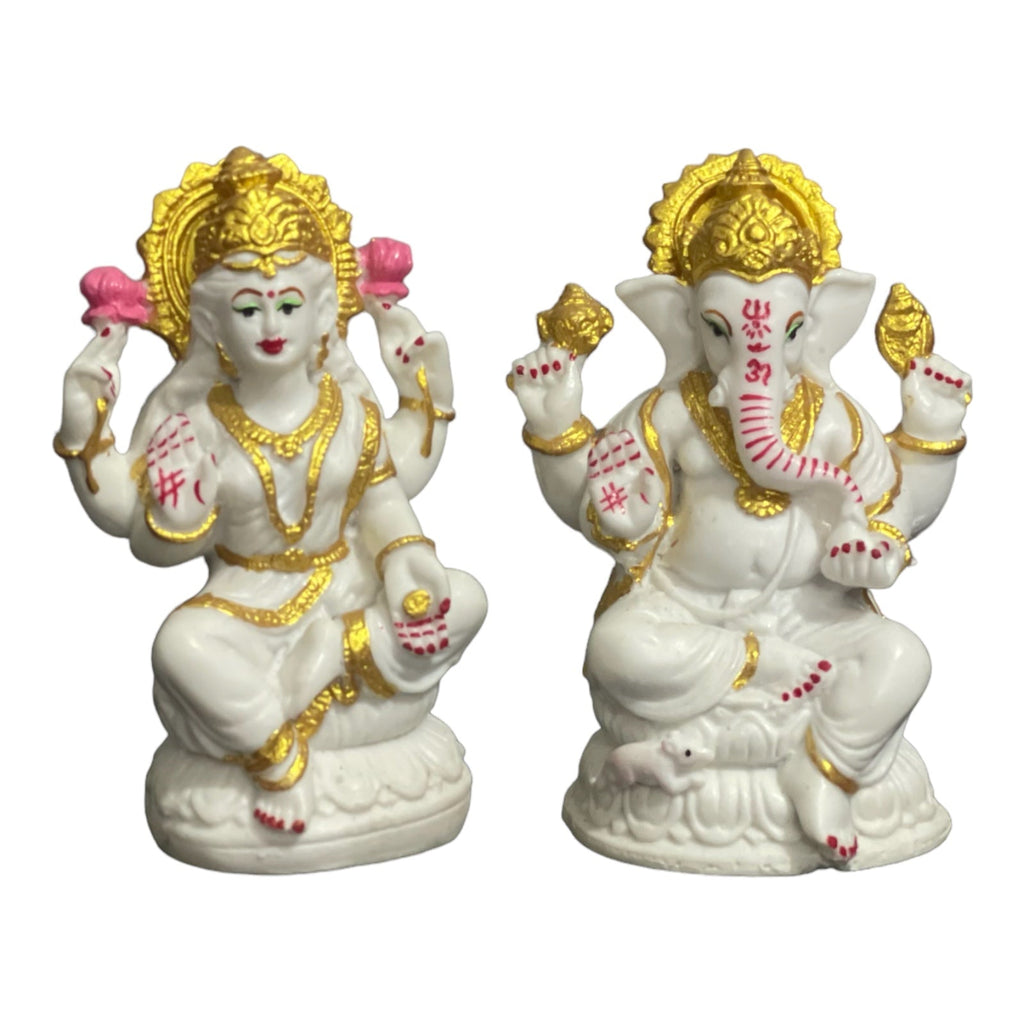 Lord Laxmi Ganesh Murti Idol Look Marble Best for Puja H 10.5 cm