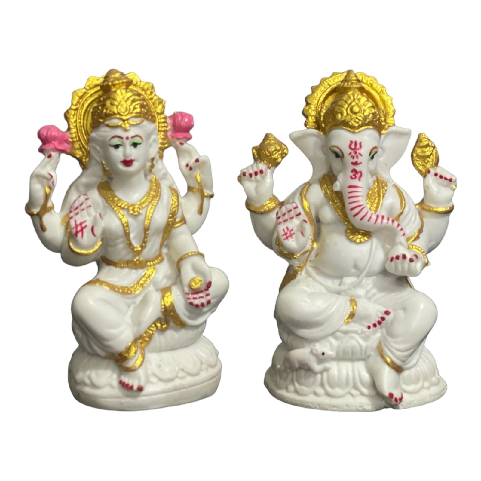 Lord Laxmi Ganesh Murti Idol Look Marble Best for Puja H 10.5 cm