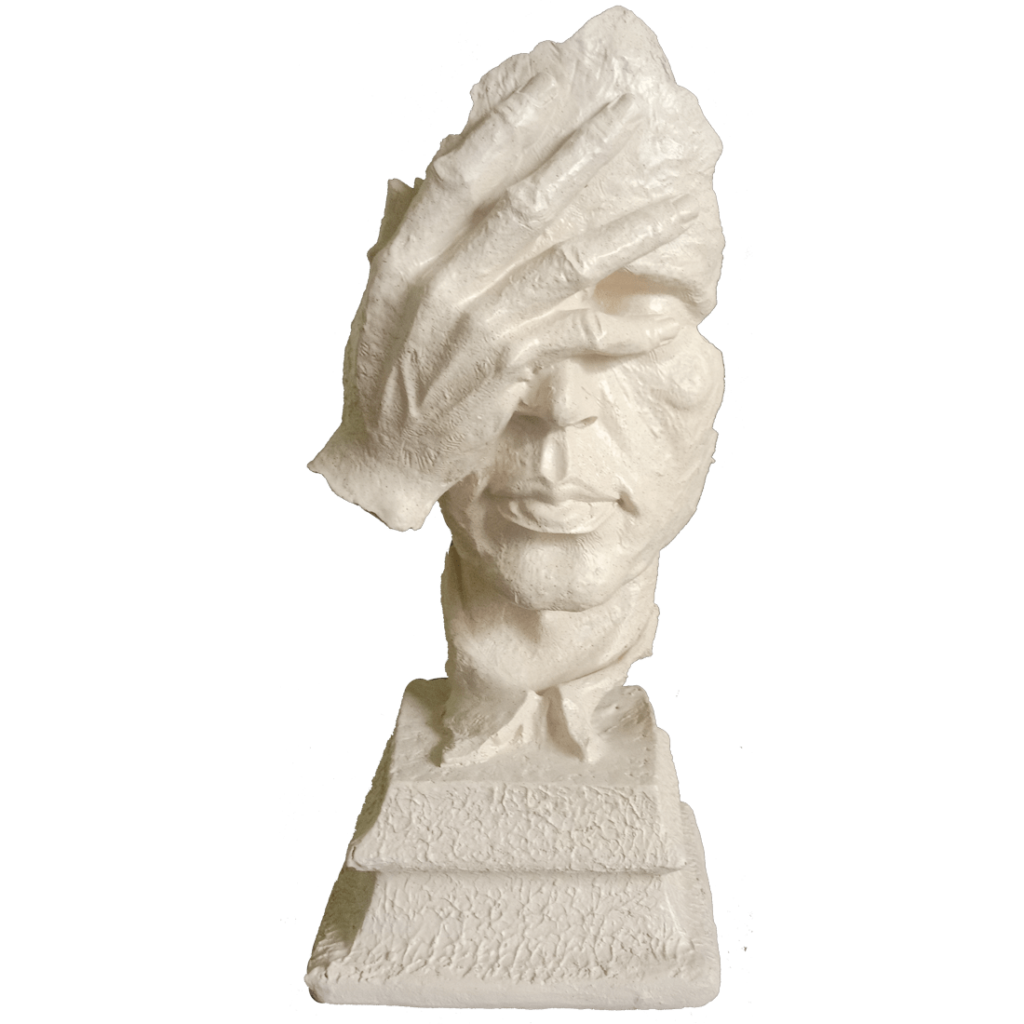 Cutncurve Man Thinker Hand at Face Statue, H- 33 cm