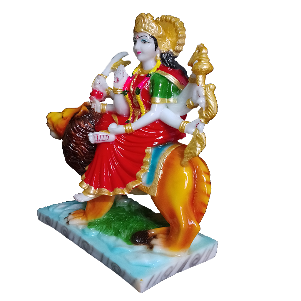 cutNcurve Maa Sherawali Marble Idol Durga Ji,H-27 cm