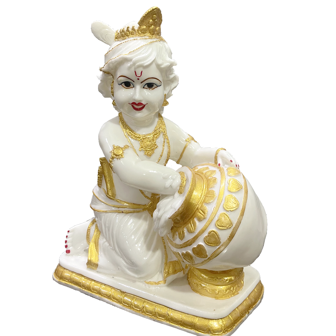 Marble Murtie Lord Krishan Makhan-Chor Idol For Home,H-16 Inches