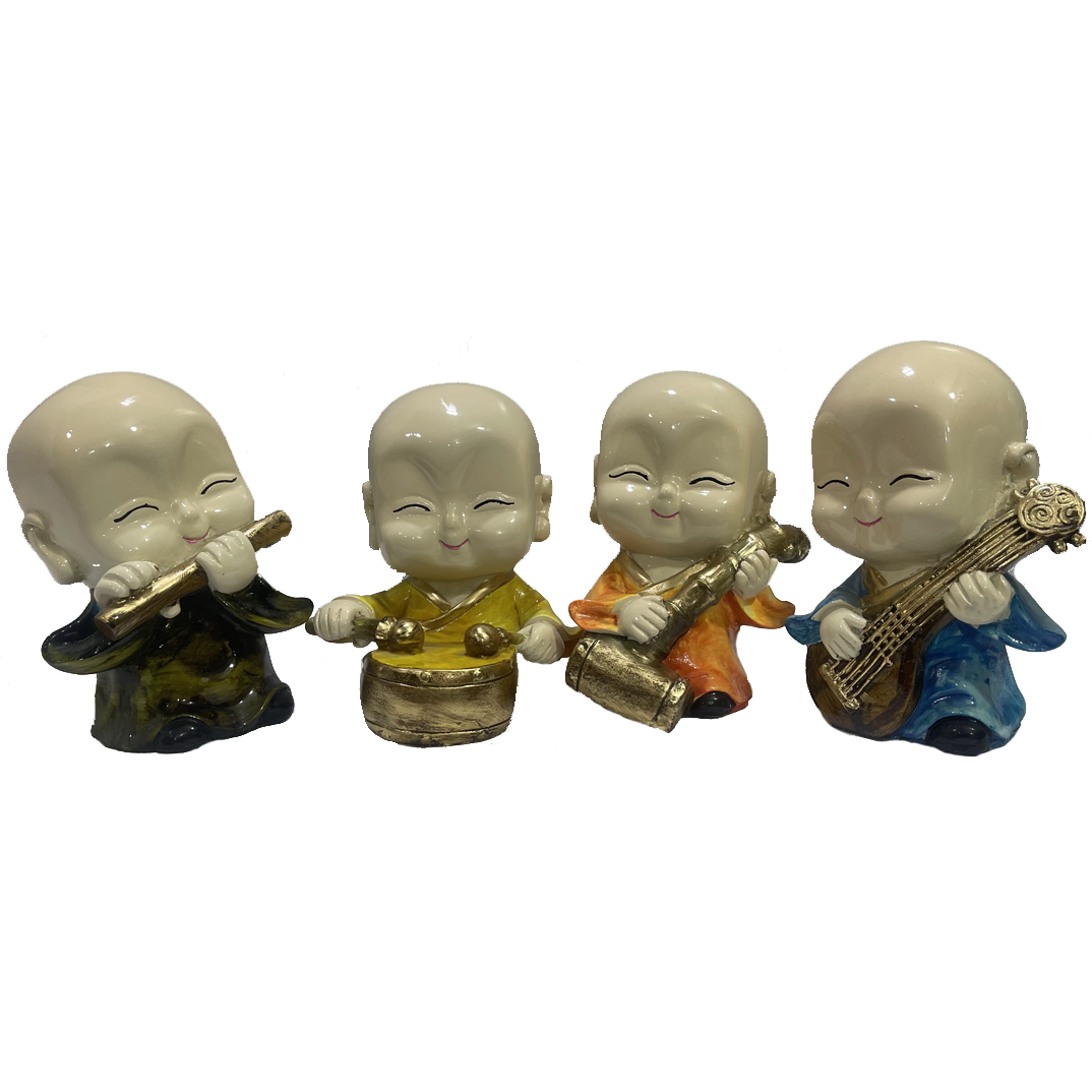 Polyresin Set of 4 Baby Buddha Monk Figurine H- 14 cm