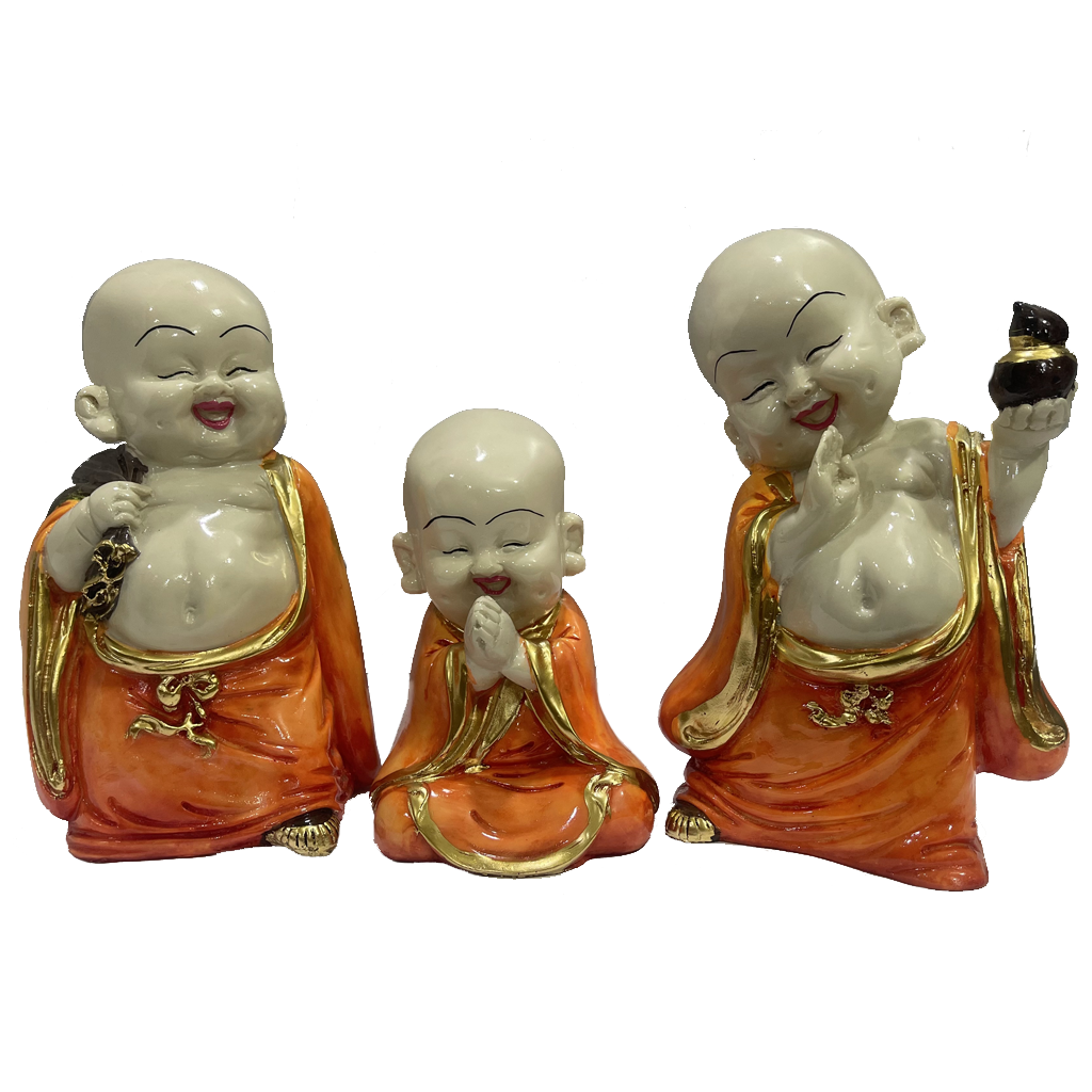 Polyresin Set of 3 Baby Buddha Monk Figurine H- 22 cm