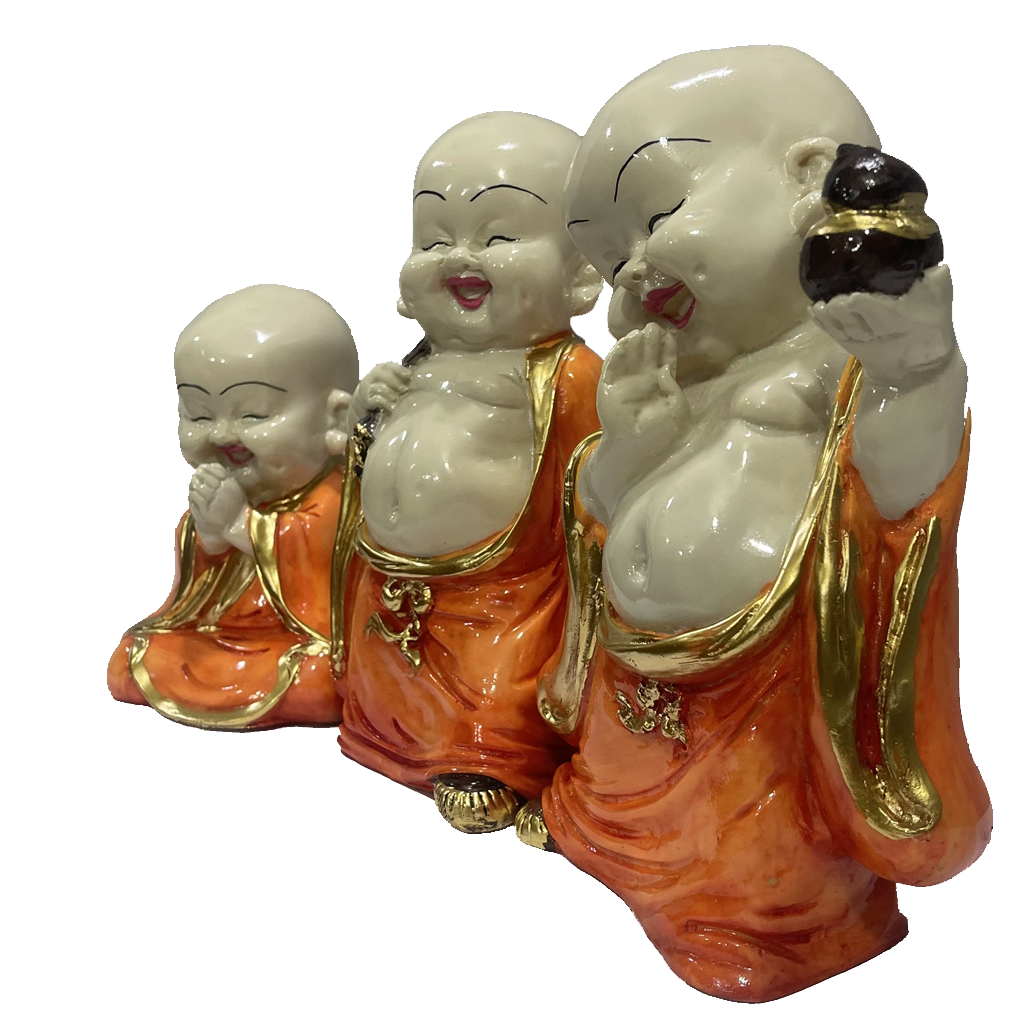 Polyresin Set of 3 Baby Buddha Monk Figurine H- 22 cm