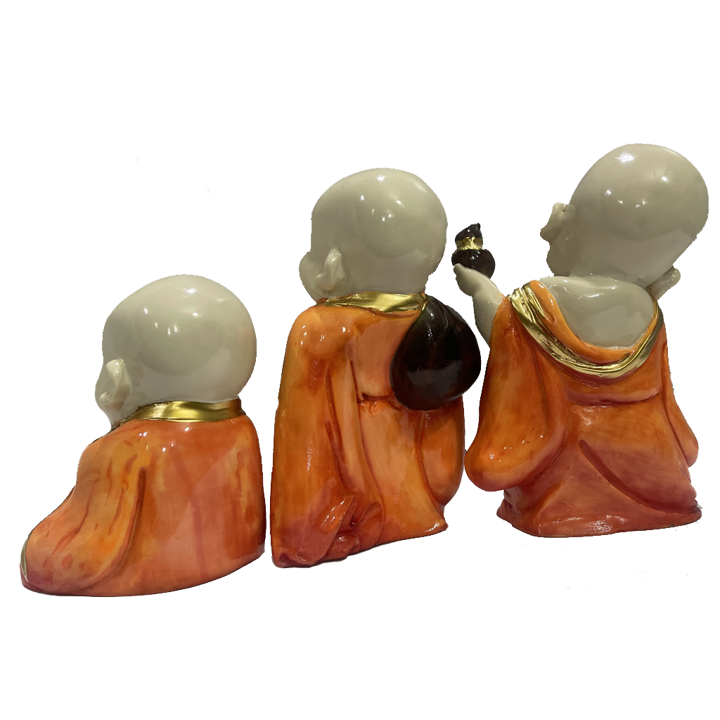 Polyresin Set of 3 Baby Buddha Monk Figurine H- 22 cm