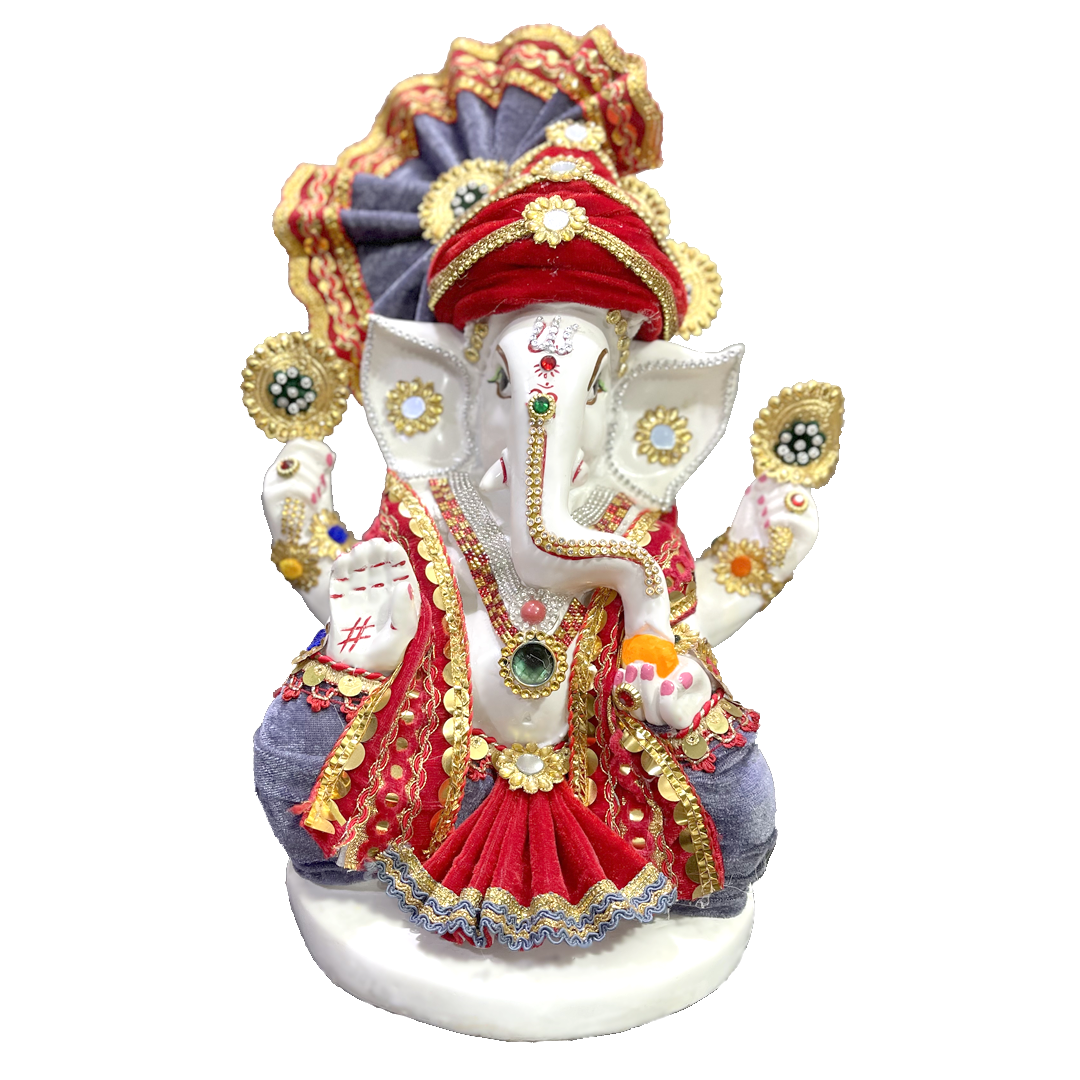 Ganpati Idol With Costume Best Gift For Inauguration, H- 36 cm