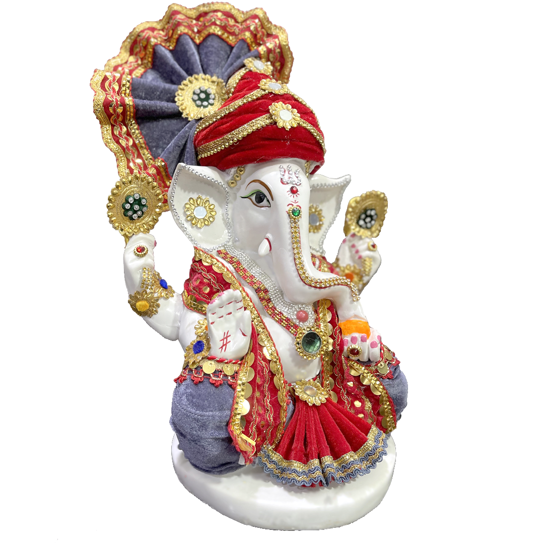 Ganpati Idol With Costume Best Gift For Inauguration, H- 36 cm