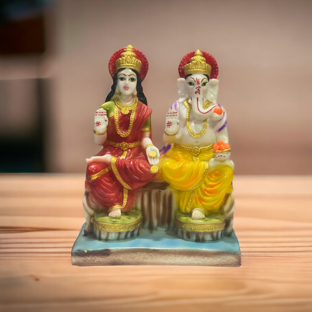 Lord Laxmi Ganesh Murti Marble Look for Diwali Pujan Made in India