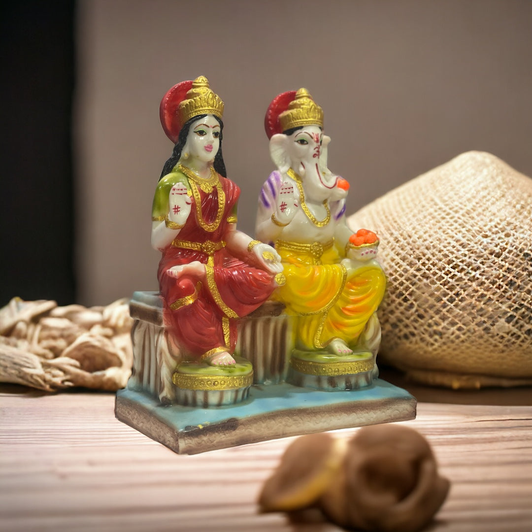 Lord Laxmi Ganesh Murti Marble Look for Diwali Pujan Made in India