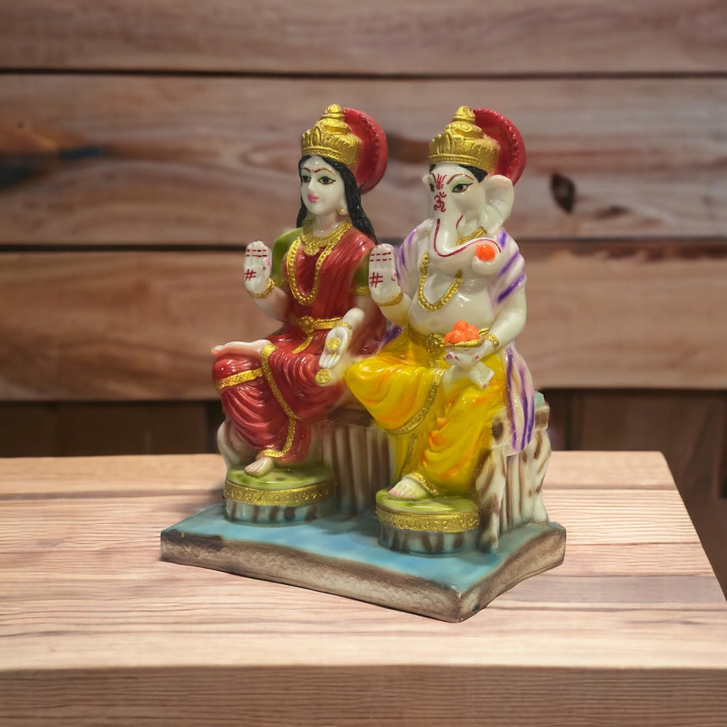 Lord Laxmi Ganesh Murti Marble Look for Diwali Pujan Made in India