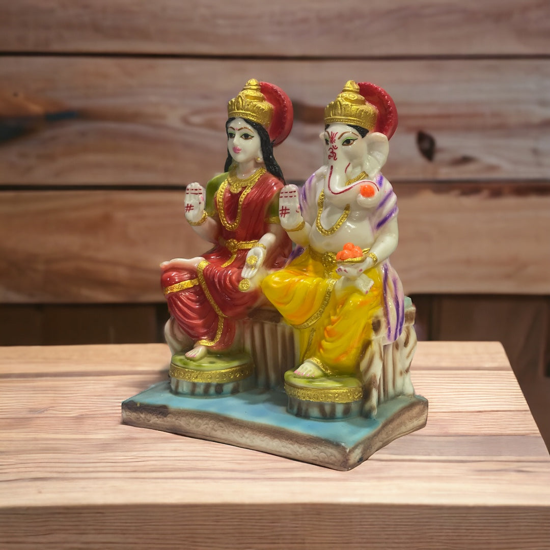 Lord Laxmi Ganesh Murti Marble Look for Diwali Pujan Made in India