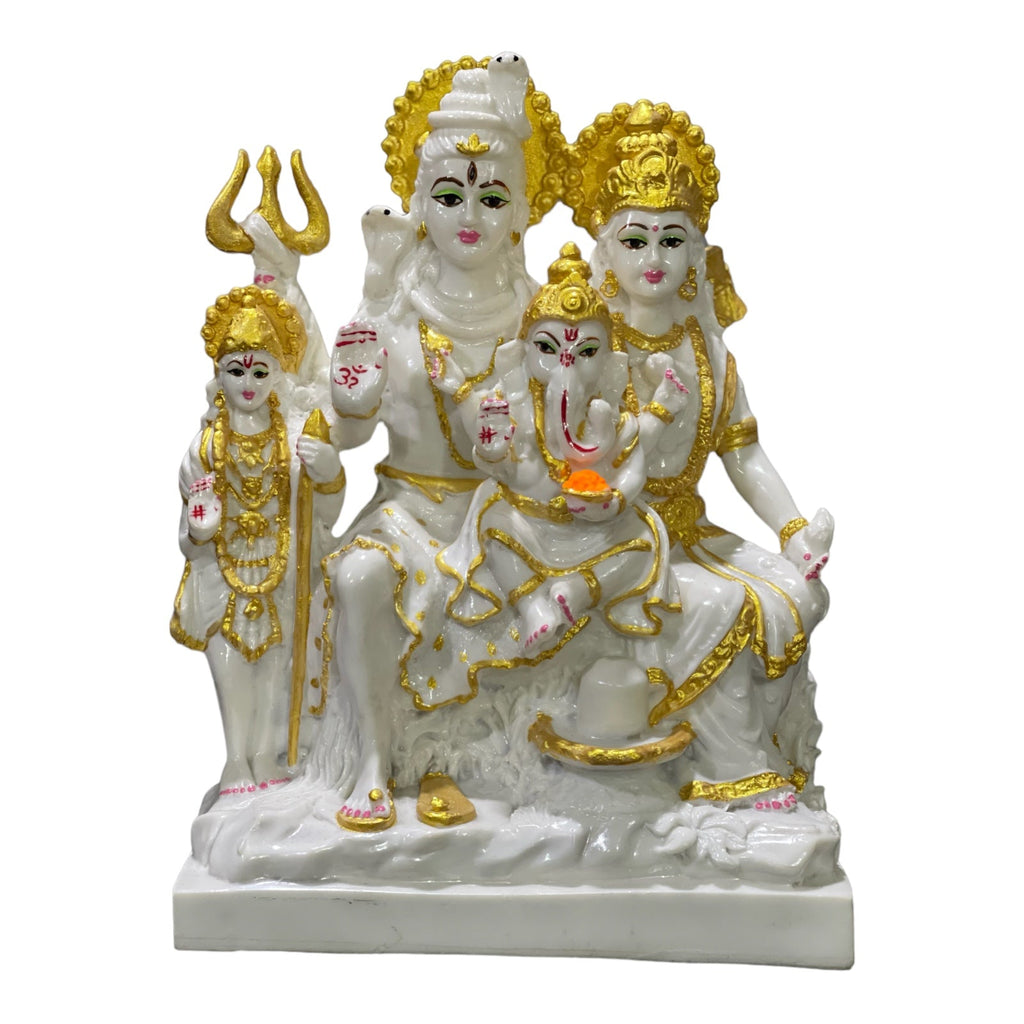 Shiv Parvati Ganesh Kartikeya  Shiv Parivar Marble Look Murti ,H 26.5 cm