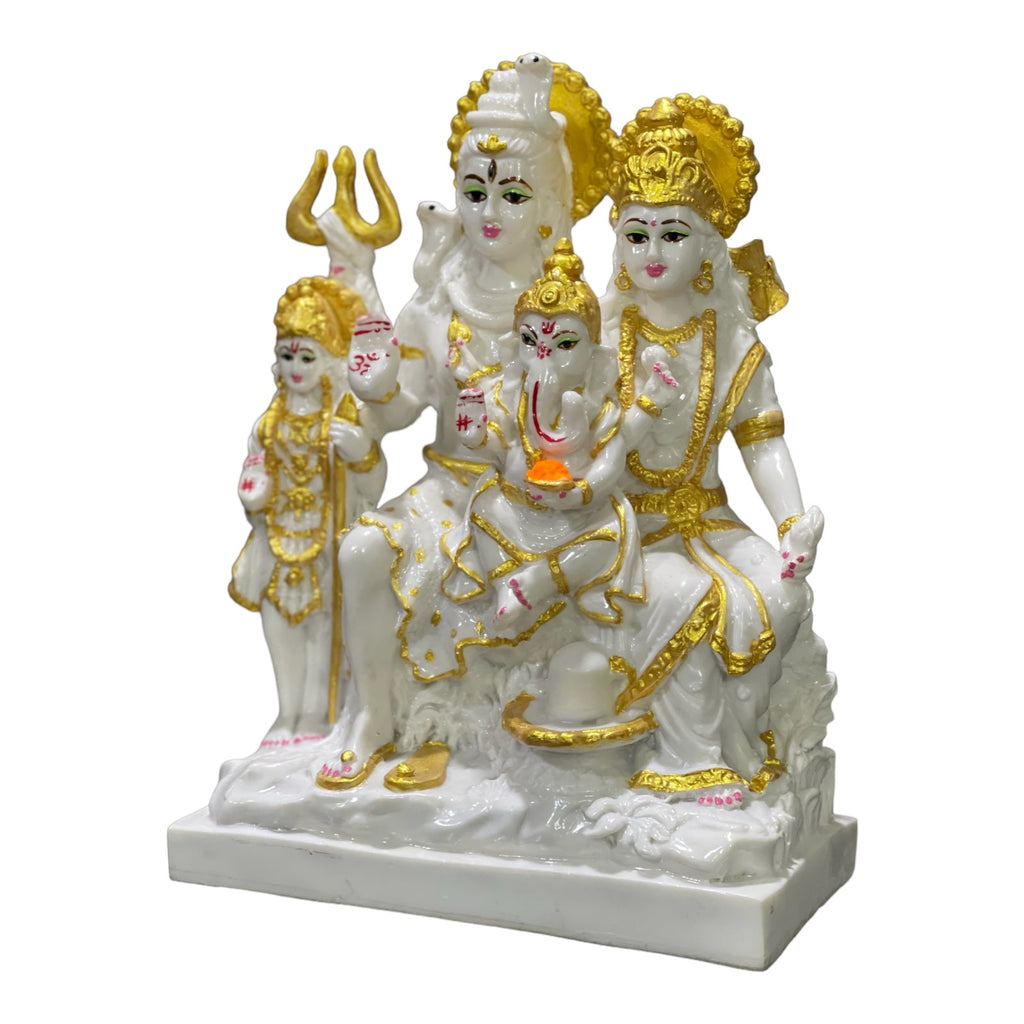 Shiv Parvati Ganesh Kartikeya  Shiv Parivar Marble Look Murti ,H 26.5 cm