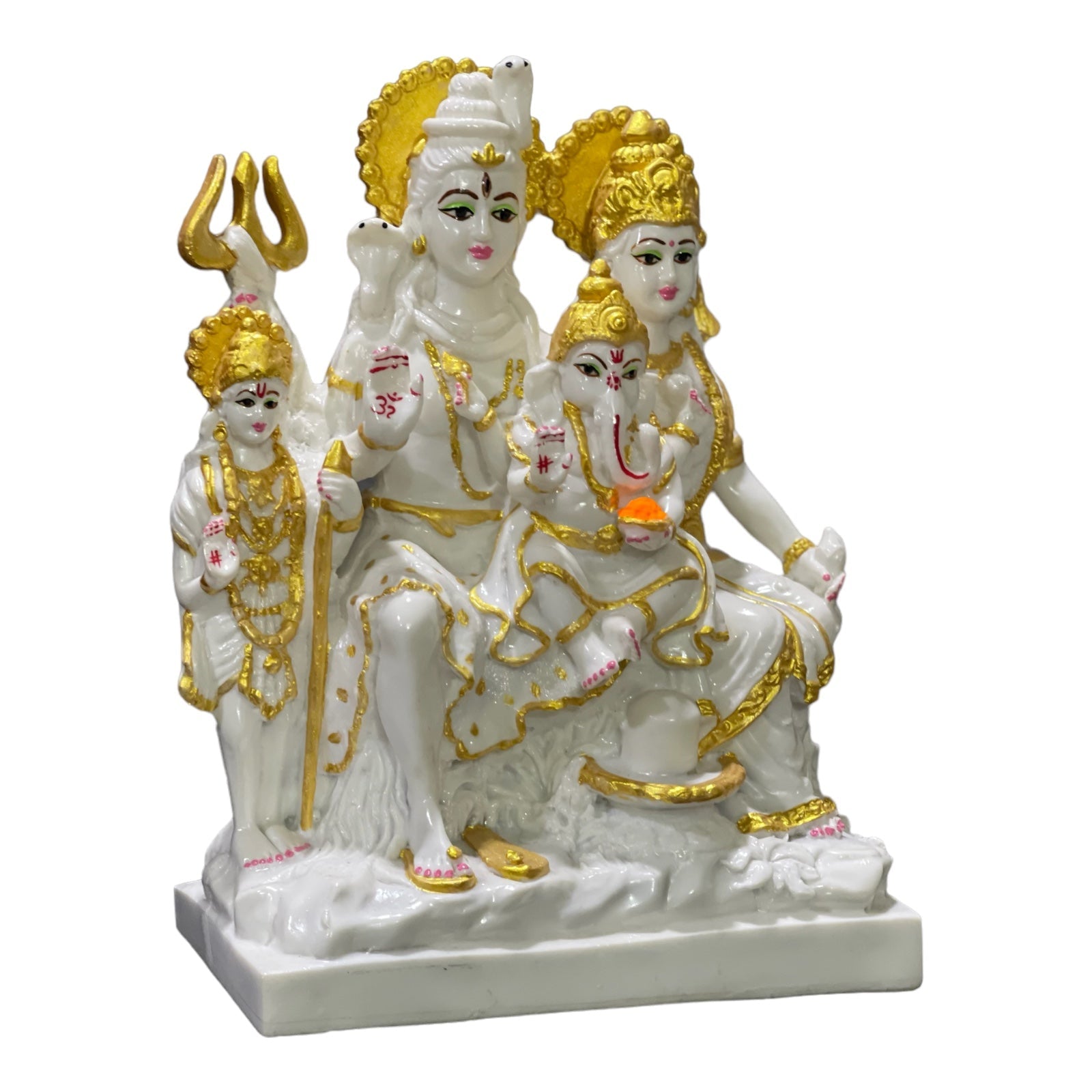 Shiv Parvati Ganesh Kartikeya  Shiv Parivar Marble Look Murti ,H 26.5 cm
