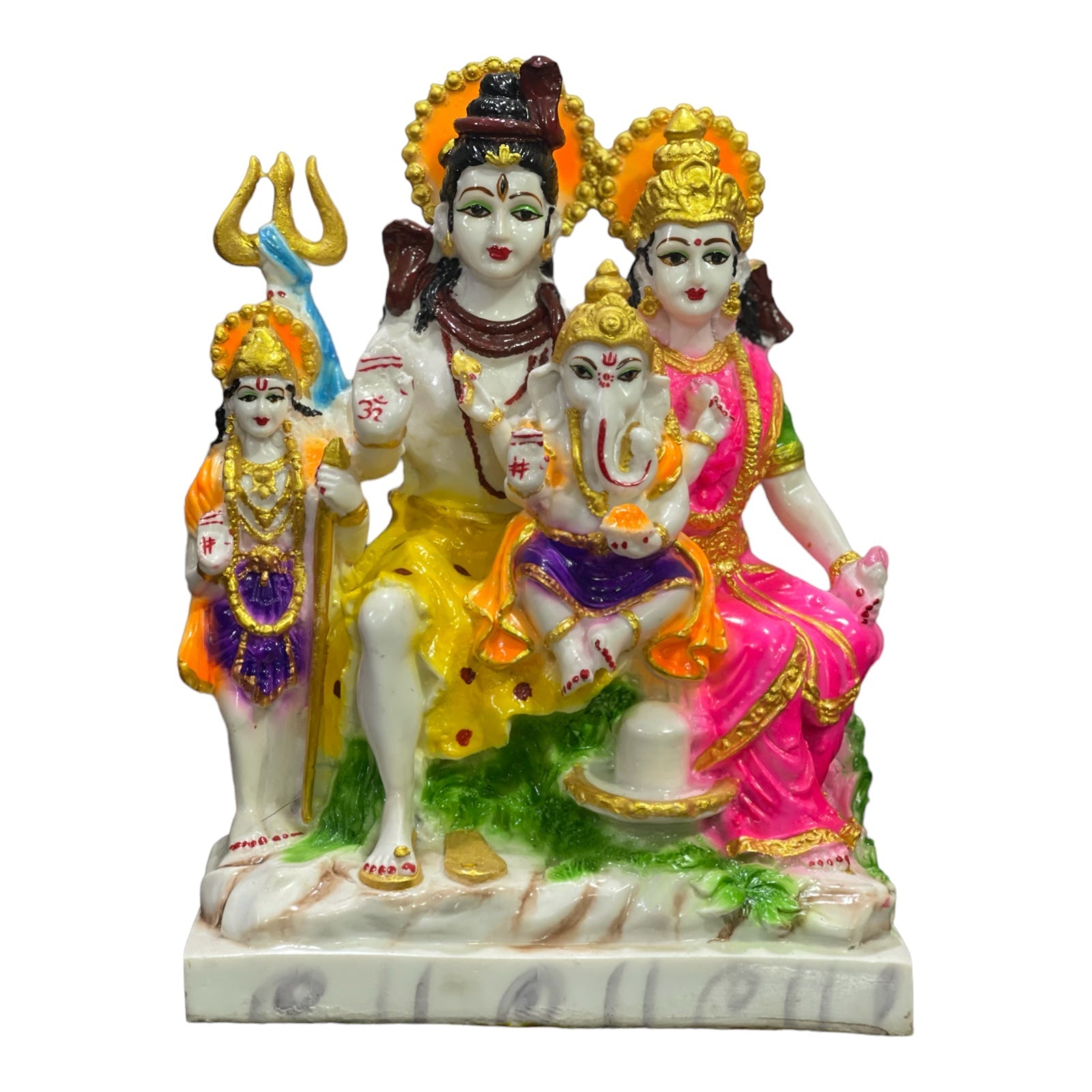 Shiv Parvati Ganesh Kartikey Shiv Parivar Colourful Marble Look Shiv Parivar H 26.5 CM